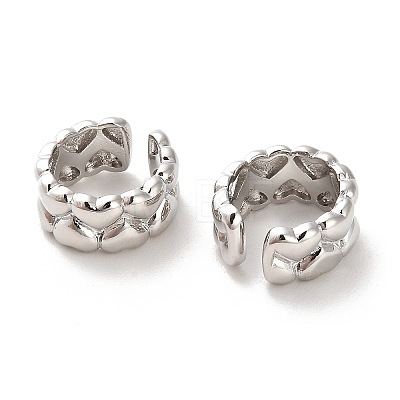 Heart Brass Cuff Earrings for Women EJEW-L270-003P-1