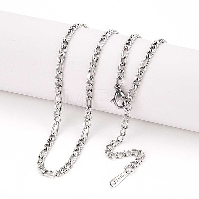 3MM 304 Stainless Steel Figaro Chain Necklaces NJEW-N058-13P-1