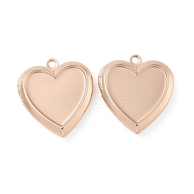 Rack Plating Heart Brass Locket Pendants KK-T071-11RG-1