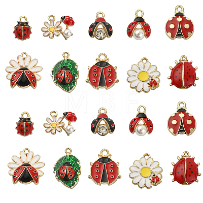 50Pcs 10 Styles Alloy Enamel Pendants ENAM-CJ0005-36-1