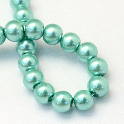 Baking Painted Pearlized Glass Pearl Round Bead Strands X-HY-Q330-8mm-32-1