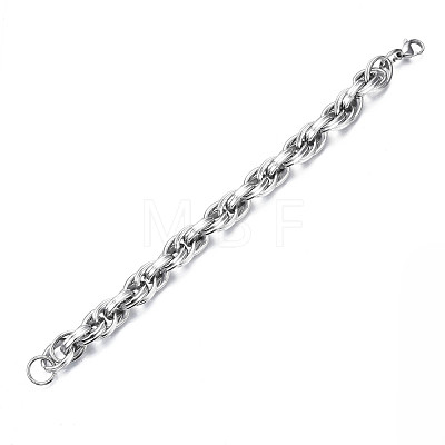 201 Stainless Steel Rope Chain Bracelet for Men Women BJEW-S057-67-1