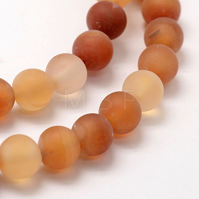 Frosted Natural Carnelian Beads Strands X-G-F372-6mm-1