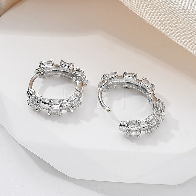 Brass Glass Hoop Earrings EJEW-Q014-23P-1