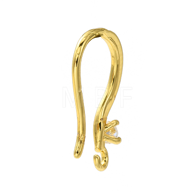 Rack Plating Brass Pave Cubic Zirconia Earring Hooks KK-O143-19G-1