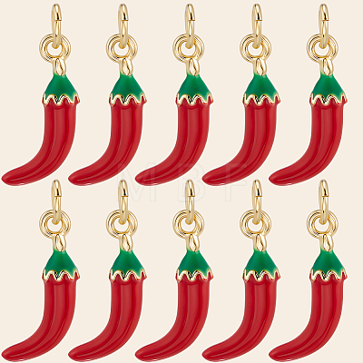10Pcs Brass Enamel Pendants KK-BBC0019-48B-1