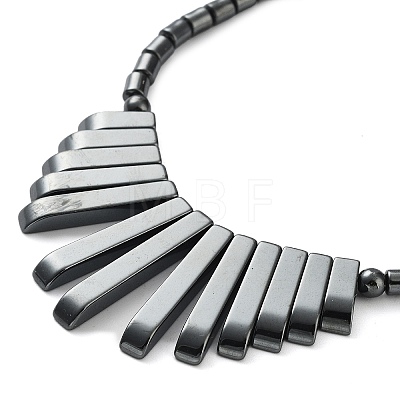 17.5 inch Non-Magnetic Synthetic Hematite Necklace with Ship Beads Pendant IMN006-1