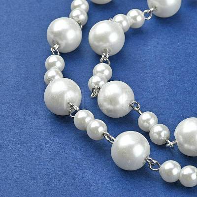 Handmade Round Glass Pearl Beads Chains for Necklaces Bracelets Making AJEW-JB00055-01-1