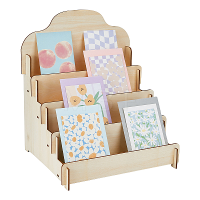 4 Tier Wooden Greeting Card Display Stand ODIS-WH0022-31-1