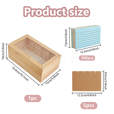 1Pc 4 Grids Rectangle Wood Food Card Storagge Boxes with Visible Window AJEW-DC0003-95-1