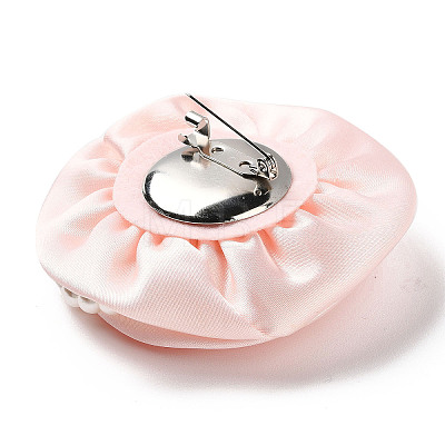 Flower Cloth with Plastic Pearl Brooch Pin JEWB-K013-01P-03-1