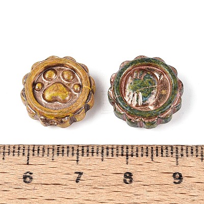 Picasso Baking Paint & Golden Metal Enlaced Glass Beads DGLA-T004-57M-1