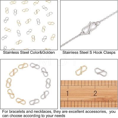 Unicraftale 304 Stainless Steel S Hook Clasps STAS-UN0010-03-1