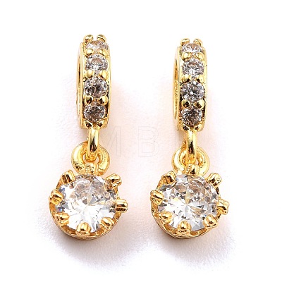 Brass Micro Pave Cubic Zirconia European Dangle Charms KK-A156-15G-RS-1
