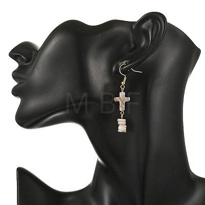 Natural Freshwater Shell Dangle Earrings EJEW-JE07509-1