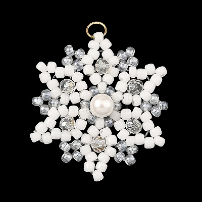 Shell Pearl & Glass Seed Beaded Pendants PALLOY-MZ01433-1