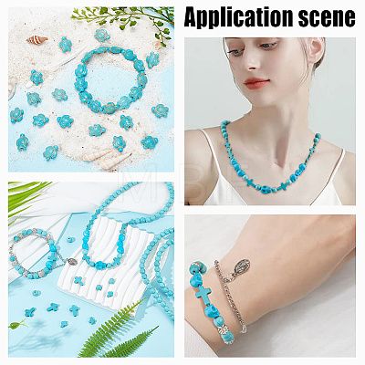 90Pcs 8 Styles Dyed Synthetic Turquoise Beads TURQ-AR0001-30-1