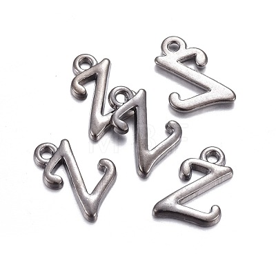 Gunmetal Plated Alloy Letter Pendants PALLOY-P097-03-Z-1