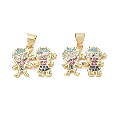 Brass Micro Pave Colorful Cubic Zirconia Pendants CU-CBA9AFC-01G-19-1