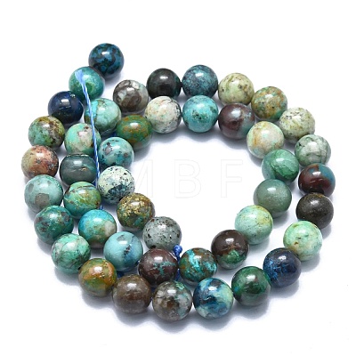 Natural Chrysocolla and Lapis Lazuli Beads Strands G-M353-A03-9mm-1