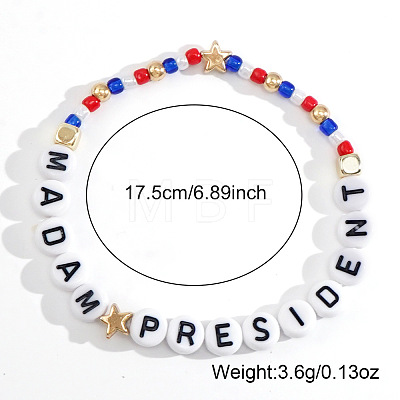 Plastic Madam President Letter Beaded Stretch Bracelets GS9049-1