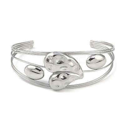 Non-Tarnish 304 Stainless Steel Hollow Open Cuff Bangles BJEW-Q348-03P-11-1