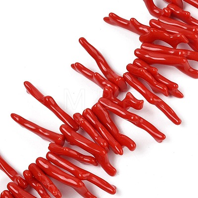 Opaque Acrylic Imitation Coral Beads Strands X-SACR-P033-01A-06-1