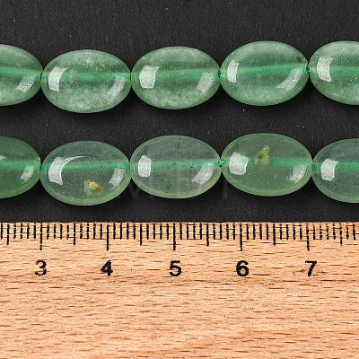 Natural Green Aventurine Flat Oval Bead Strands G-M206-22-1