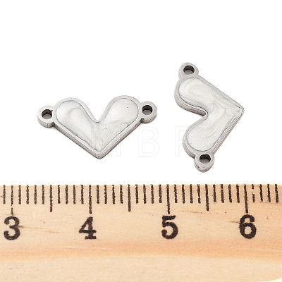 304 Stainless Steel White Enamel Connector Charms STAS-Z078-12P-1