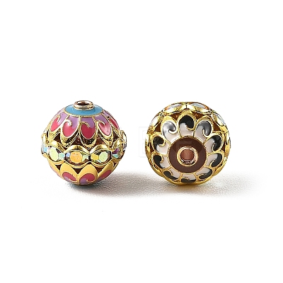 Brass & Alloy & Rhinestone Enamel Beads RB-CBA973B-11D-G-1