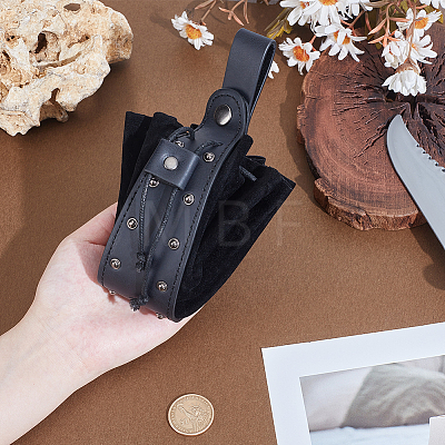 Medieval PU Leather Waist Belt Pouches with Alloy Rivets AJEW-WH0678-30B-1