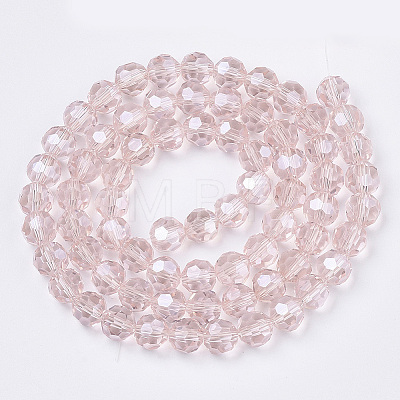 Faceted(32 Facets) Electroplate Glass Bead Strands X-EGLA-R015-8mm-8-1