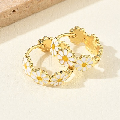 Brass Enamel Hoop Earrings for Women EJEW-A167-27A-01-1
