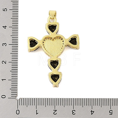 Rack Plating Brass Micro Pave Cubic Zirconia Heart Shape Virgin Mary Cross Pendant KK-S380-44E-G-1