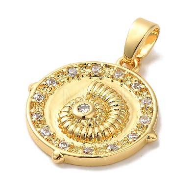 Rack Plating Brass Micro Pave Cubic Zirconia Pendant KK-U027-15G-1