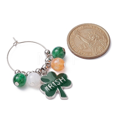 Saint Patrick's Day Alloy Enamel Wine Glass Charms AJEW-JO00197-1