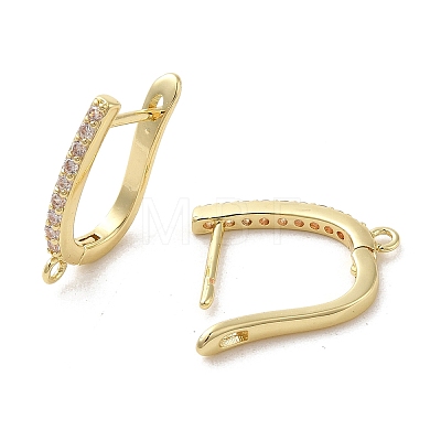 Rack Plating Brass Micro Pave Cubic Zirconia Hoop Findings EJEW-A031-07G-1