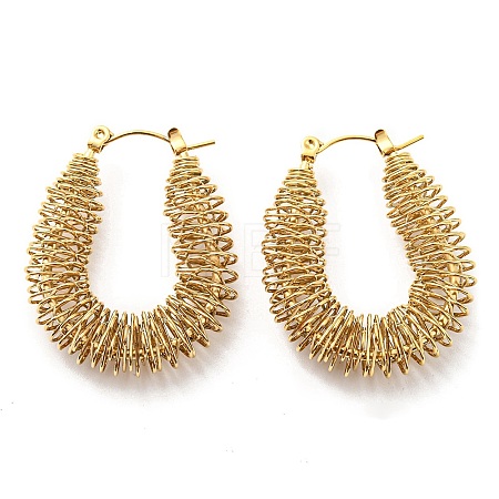 304 Stainless Steel Teardrop Hoop Earrings EJEW-B023-01G-1