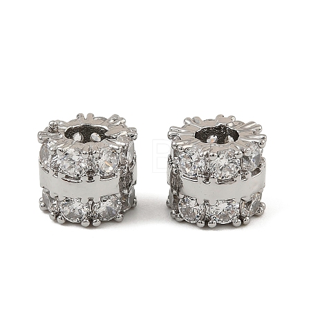 Brass Micro Pave Cubic Zirconia Beads KK-K374-22P-1