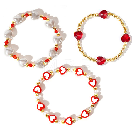 3Pcs 3 Styles Bohemian Styles Heart Theme Bracelets Set PJ3086-1-1