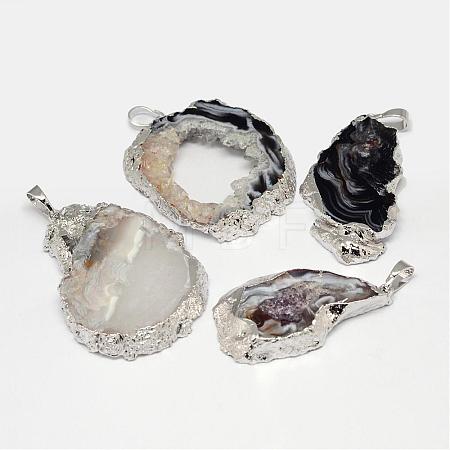 Imported Natural Geode Agate Big Pendants G-G895-08S-1