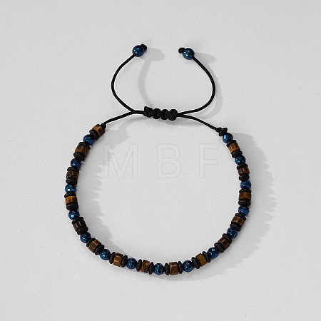 Natural Gemstone & Synthetic Non-magnetic Hematite Beads Braided Bead Bracelets YO1115-5-1