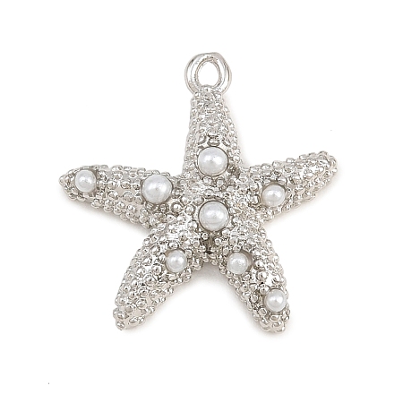 Brass & ABS Plastic Imitation Pearl Pendants PL-CBAB484-06P-1