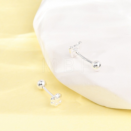 S999 Fine Silver Stud Earrings EJEW-C179-03S-1