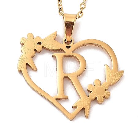 PVD Vacuum Plating 201 Stainless Steel Pendant Necklaces NJEW-R267-02R-G-1