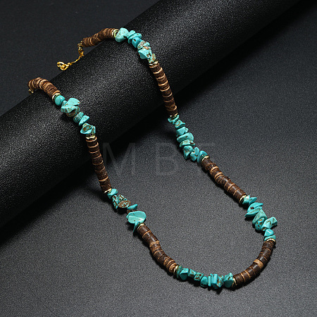Bohemian Turquoise Stone Coconut Shell Surf Punk Necklace for Men NI4745-1-1
