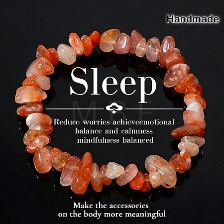 Natural Red Agate Chip Beaded Stretch Bracelets JI5766-2-1
