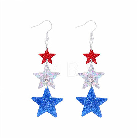 Independence Day Alloy Acrylic Dangle Earrings FS-WG49294-02-1