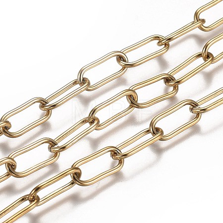 Ion Plating(IP) 304 Stainless Steel Paperclip Chains CHS-A006-01G-1