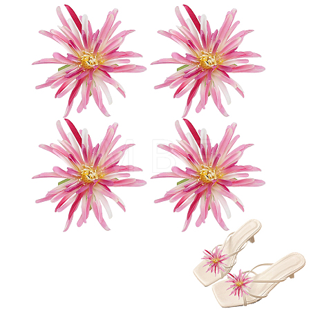 2 Pairs Flower Cloth & Plastic Shoe Buckle Clips AJEW-HY0003-42A-1